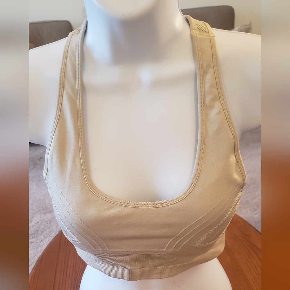 Magnlens light beige seamless sports bra, size S